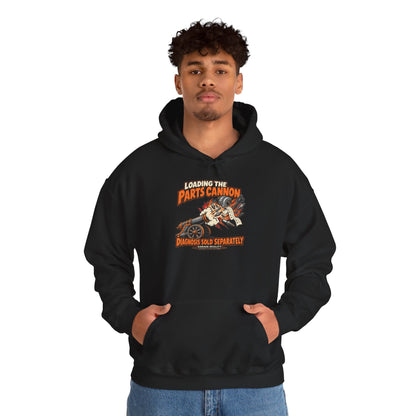 Loading the Parts Cannon — Garage Reality Pullover Hoodie