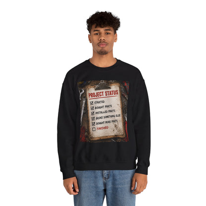 Mechanic Project Status — Funny DIY Repair Checklist — Crewneck Sweatshirt