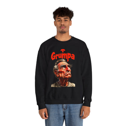Grumpy Grandpa — 'Grumpa' Funny Old Man Portrait — Crewneck Sweatshirt