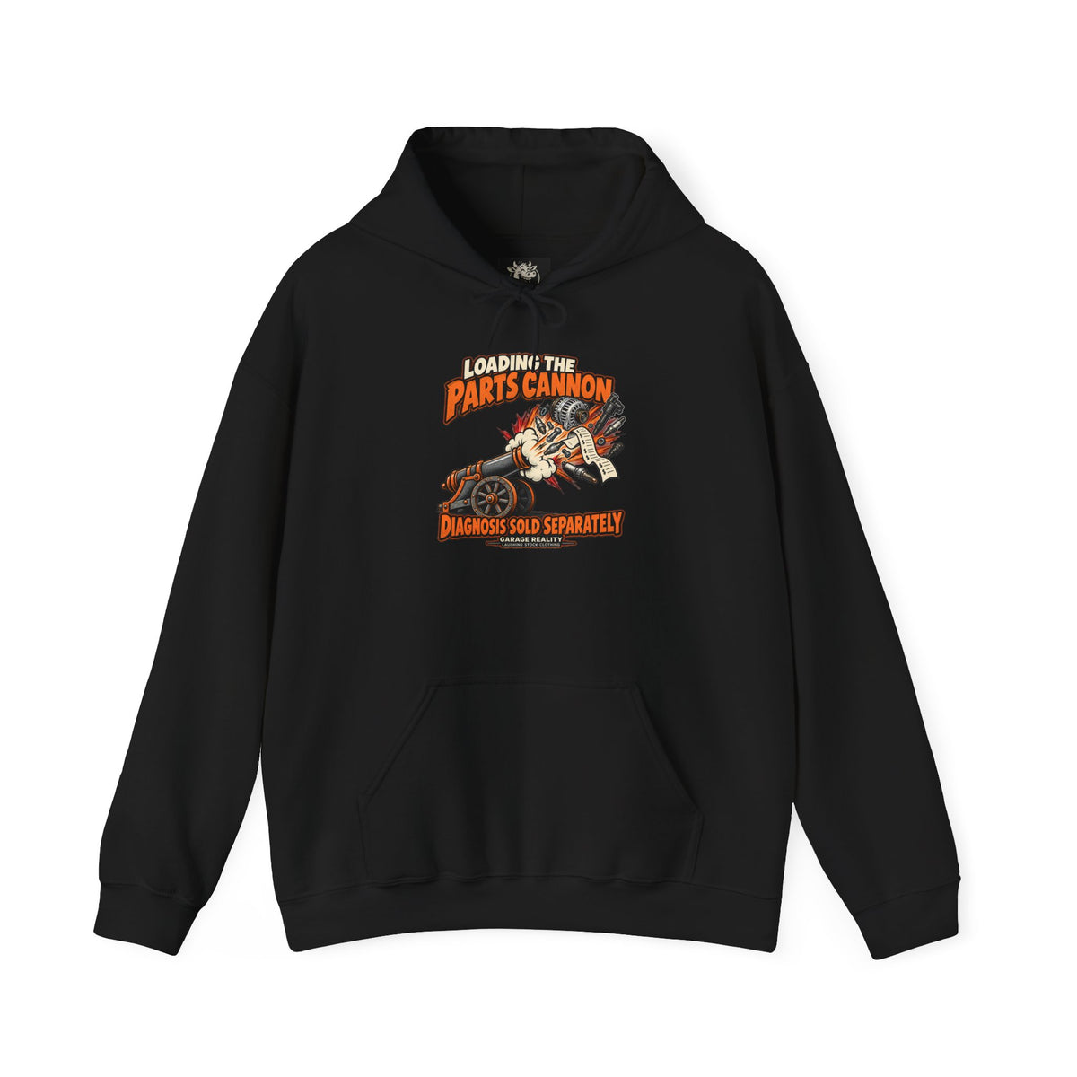 Loading the Parts Cannon — Garage Reality Pullover Hoodie