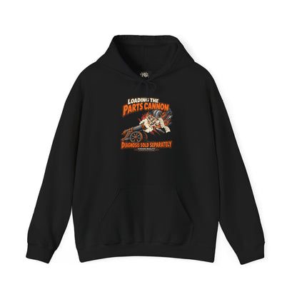 Loading the Parts Cannon — Garage Reality Pullover Hoodie