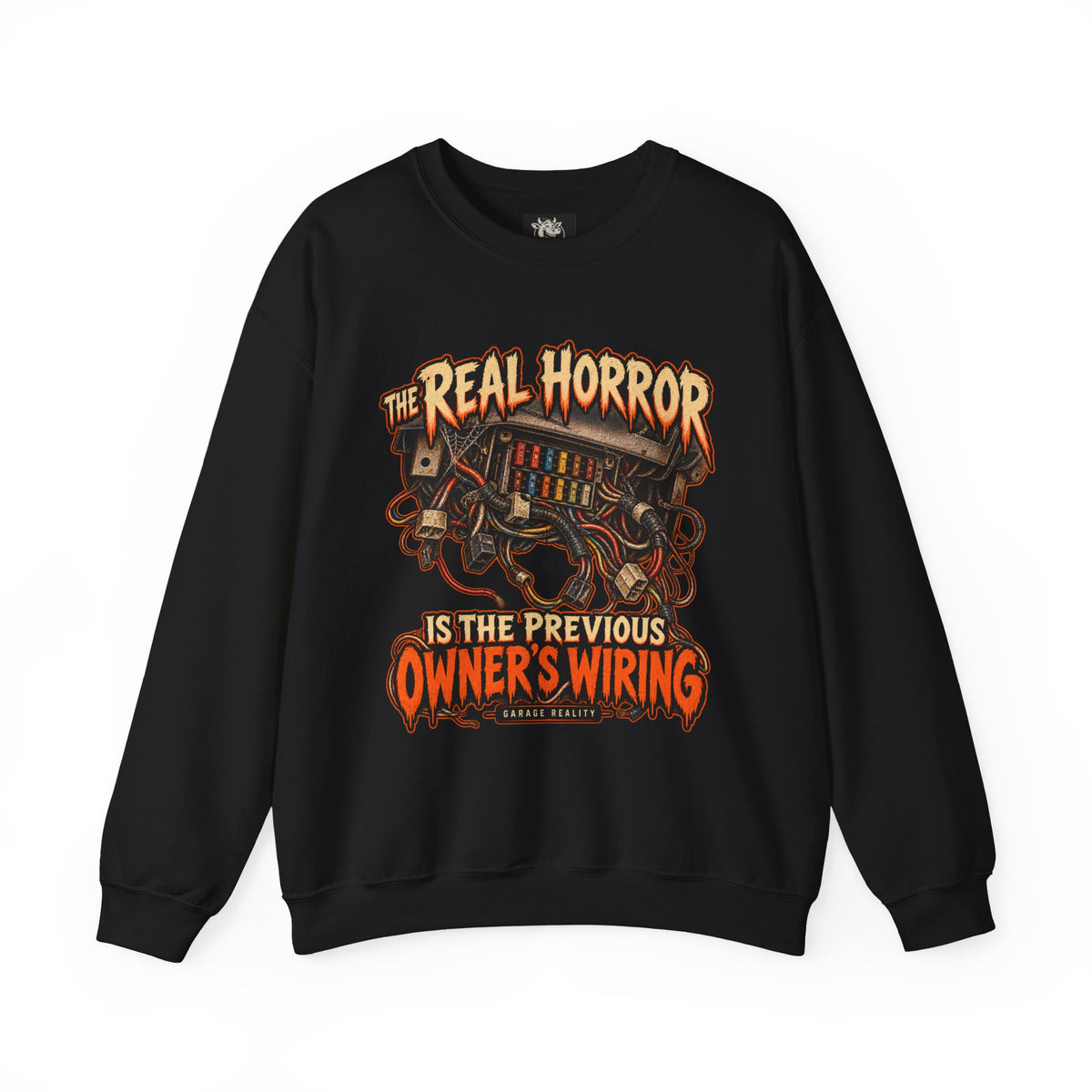 Previous Owner’s Wiring — Garage Reality Halloween — Crewneck Sweatshirt