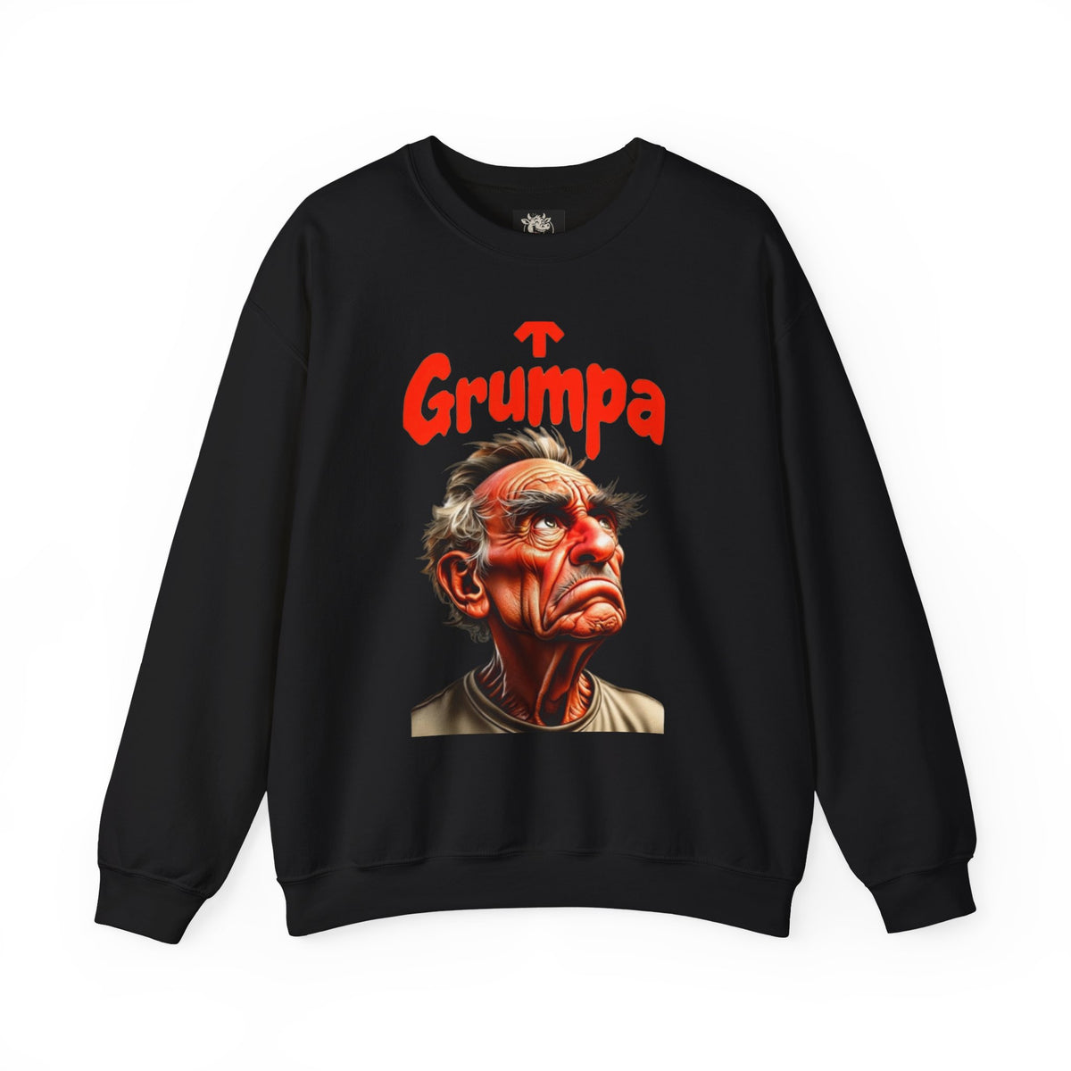 Grumpy Grandpa — 'Grumpa' Funny Old Man Portrait — Crewneck Sweatshirt