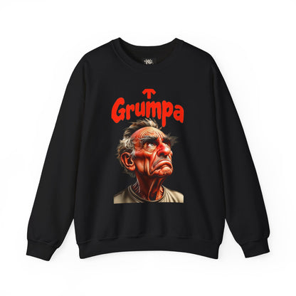 Grumpy Grandpa — 'Grumpa' Funny Old Man Portrait — Crewneck Sweatshirt
