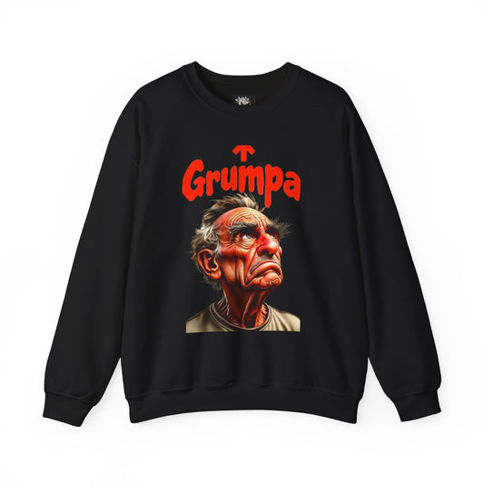 Grumpy Grandpa — 'Grumpa' Funny Old Man Portrait — Crewneck Sweatshirt