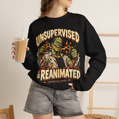 Unsupervised & Reanimated — Controlled Chaos Halloween — Crewneck Sweatshirt