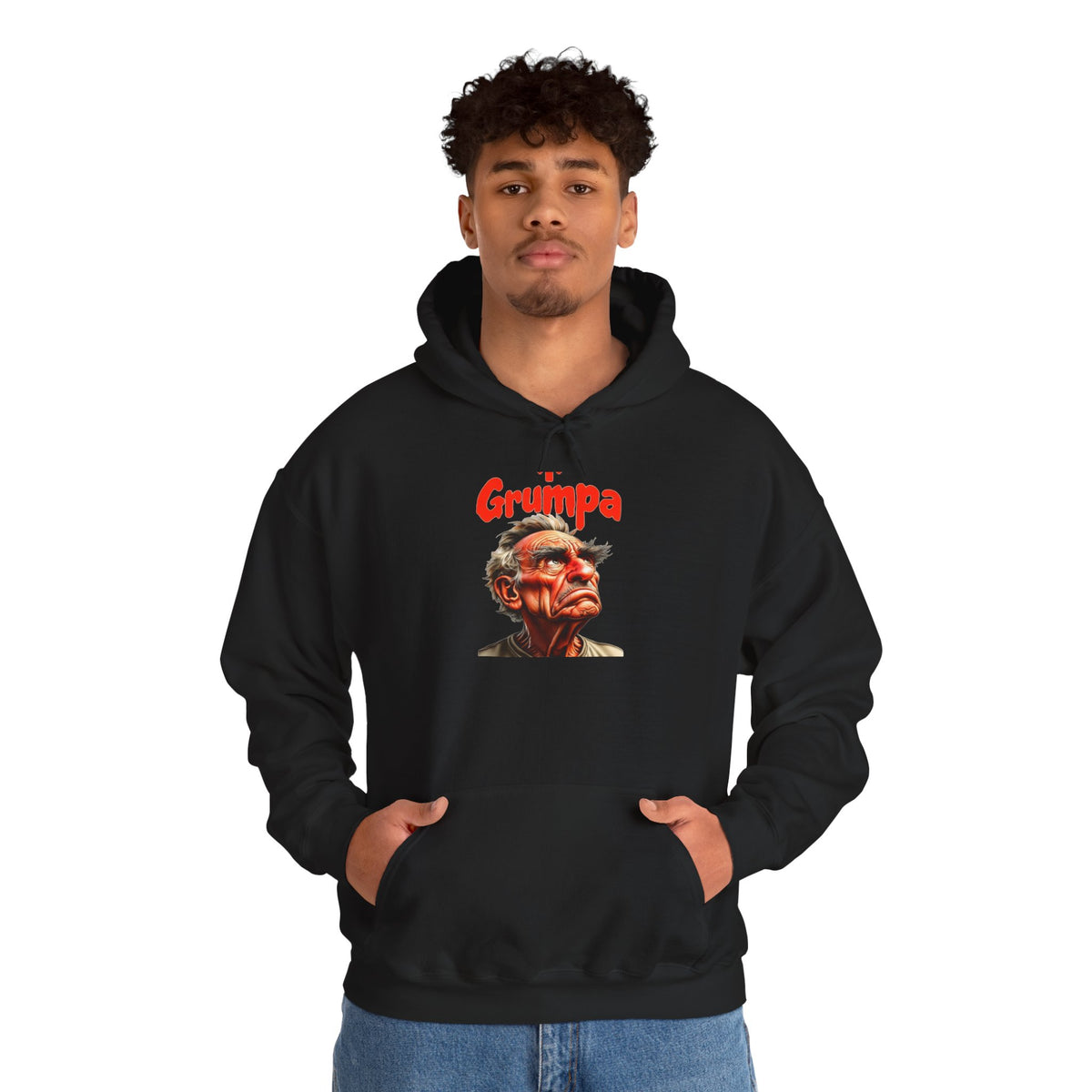 Grumpy Grandpa — 'Grumpa' Funny Old Man Portrait — Pullover Hoodie